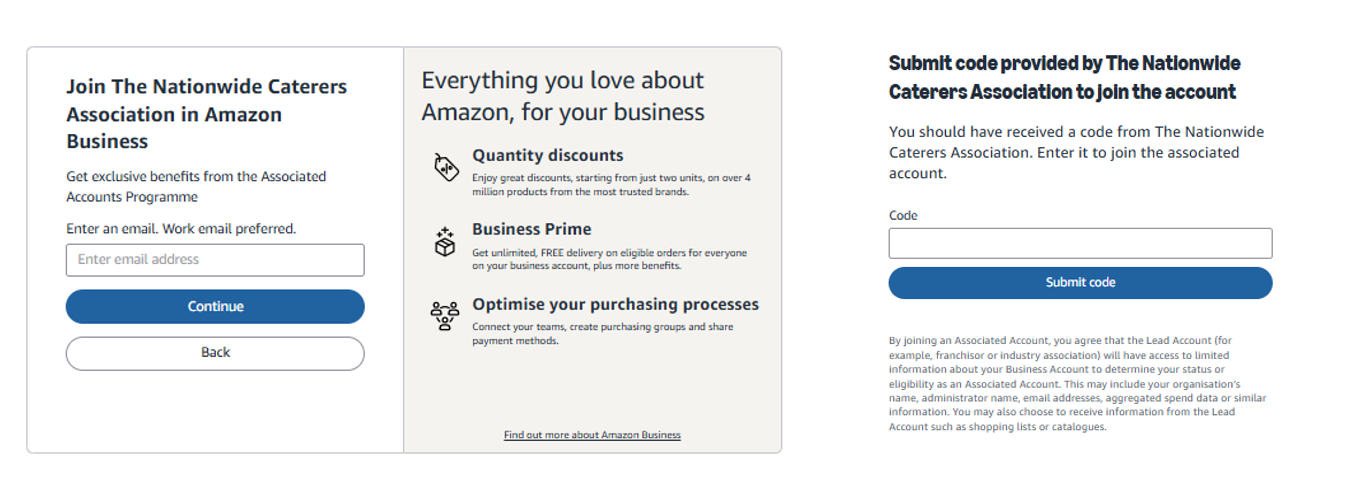 Amazon NCASS Sign up process