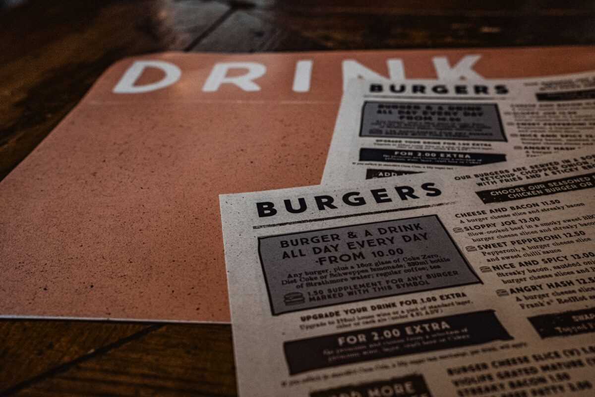 menu close up